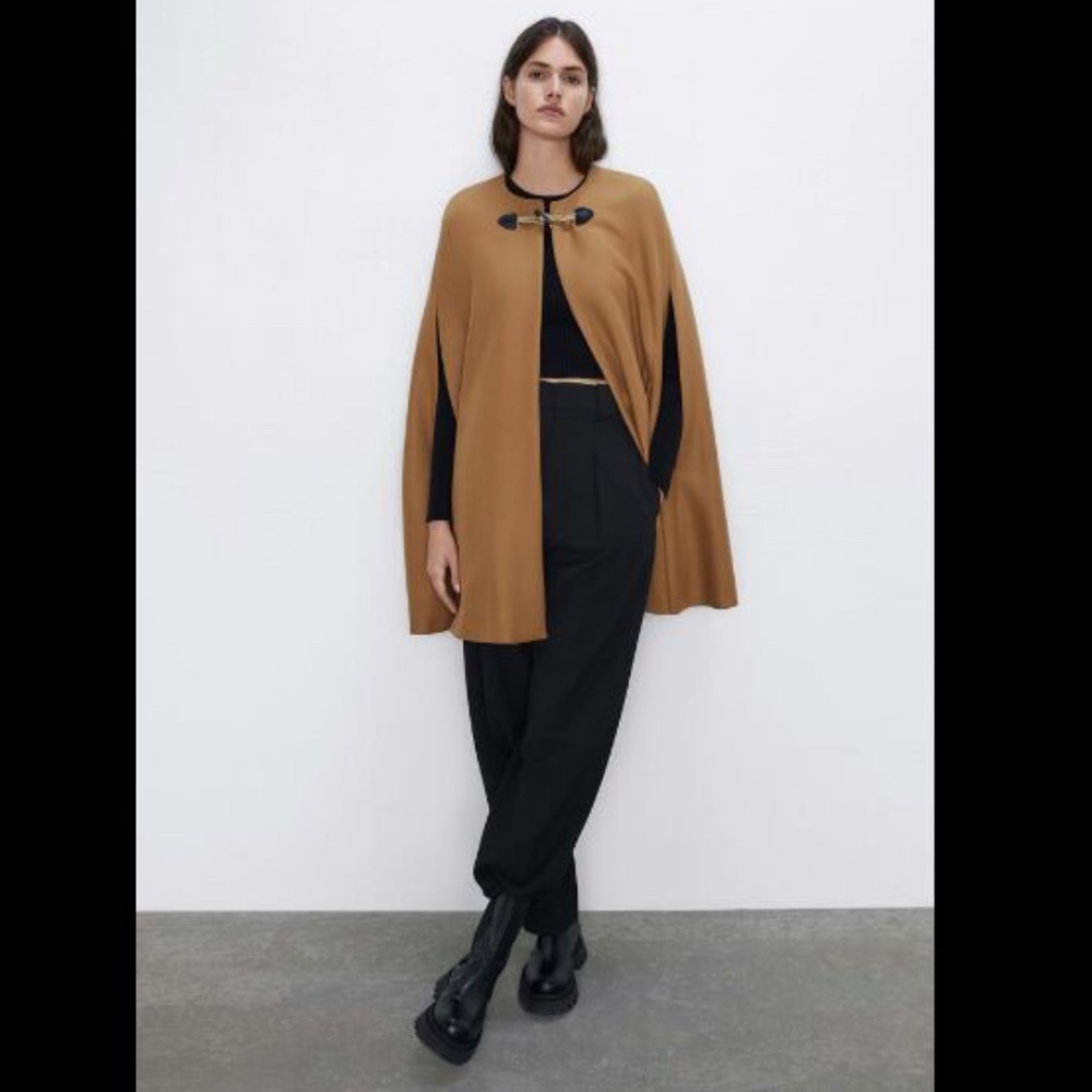 Zara Tan Cape Coat - Picture 6 of 10